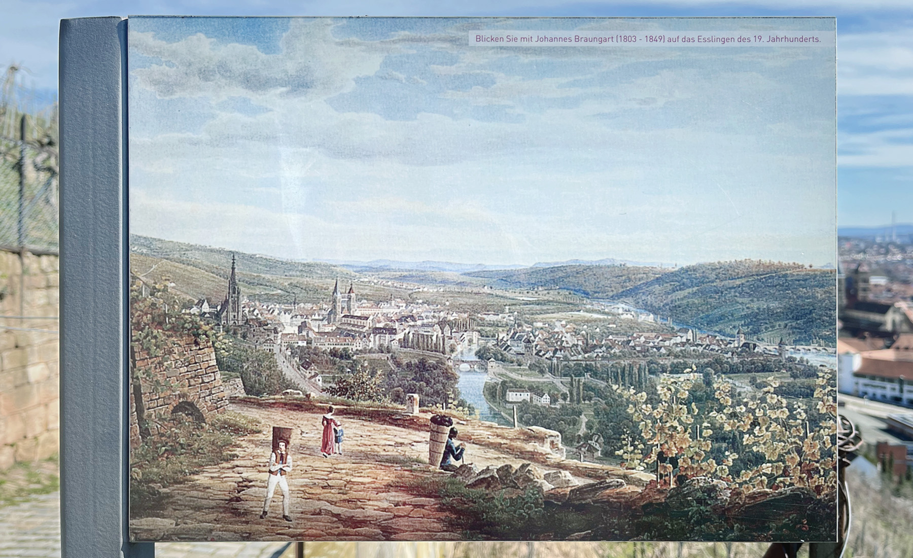 德國 Stuttgart（斯圖加特）鄰近古鎮 Esslingen am Neckar（埃斯林根），葡萄園景觀步道，舊時景觀畫作